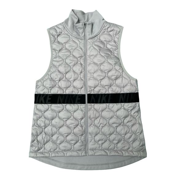 Nike Vest Sz M Aerolayer Puffer Fleece Gray Full Zip Running Athleisure Workout - Picture 5 of 12
